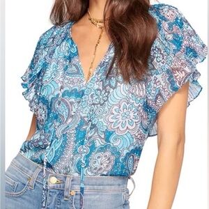 Ramy Brook
Carmen Printed Flutter Sleeve Top